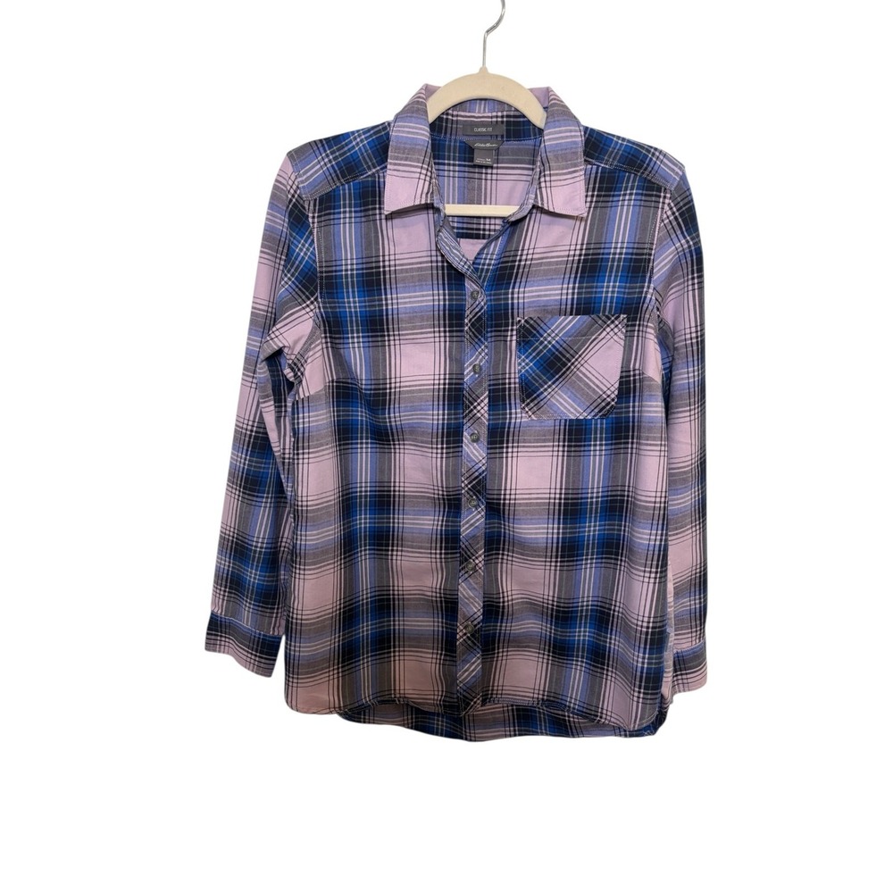 Eddie Bauer Classic Fit Plaid Flannel Button Up Shirt Womens Medium Gorpcore - Picture 4 of 8